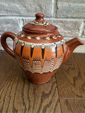 Vintage Bulgarian Troyan Pottery Teapot